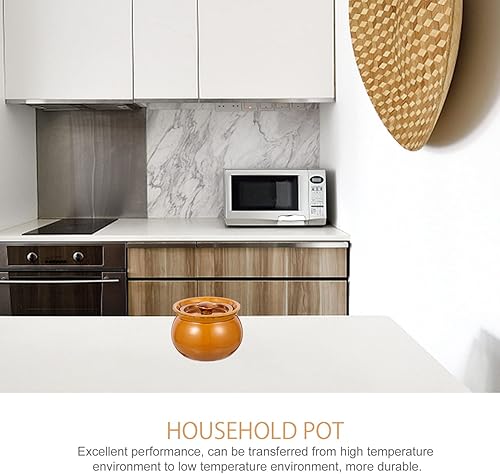 Miniatura 7 de Yardwe Olla pequeña de cerámica para guisar con tapa 169fl oz ollas tradicionales de arcilla de cerámica para guisar sopa de pollo sopa de vapor