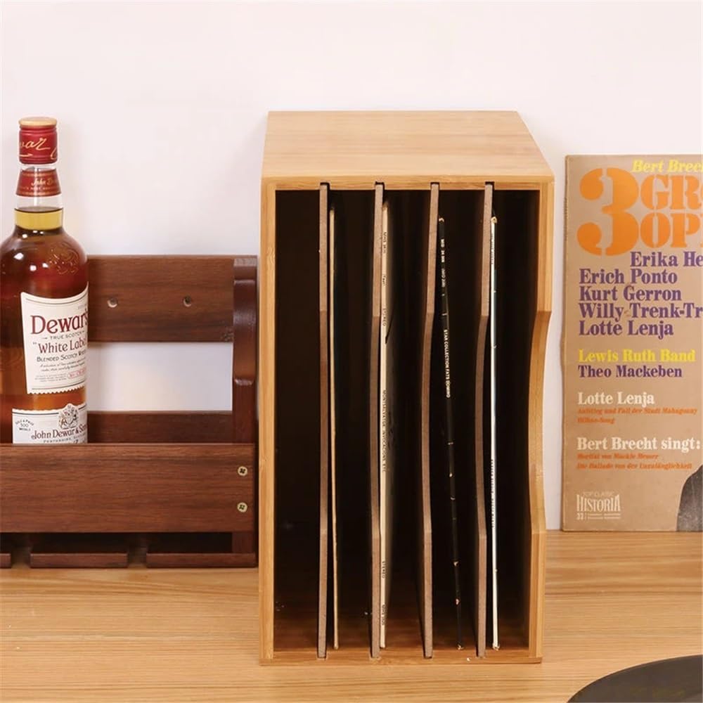 Custodia per CD Organizzatore di CD Scatola raccolta cassette nostalgiche Scaffale for dischi Desktop archiviazione vecchi documenti in legno Portadischi