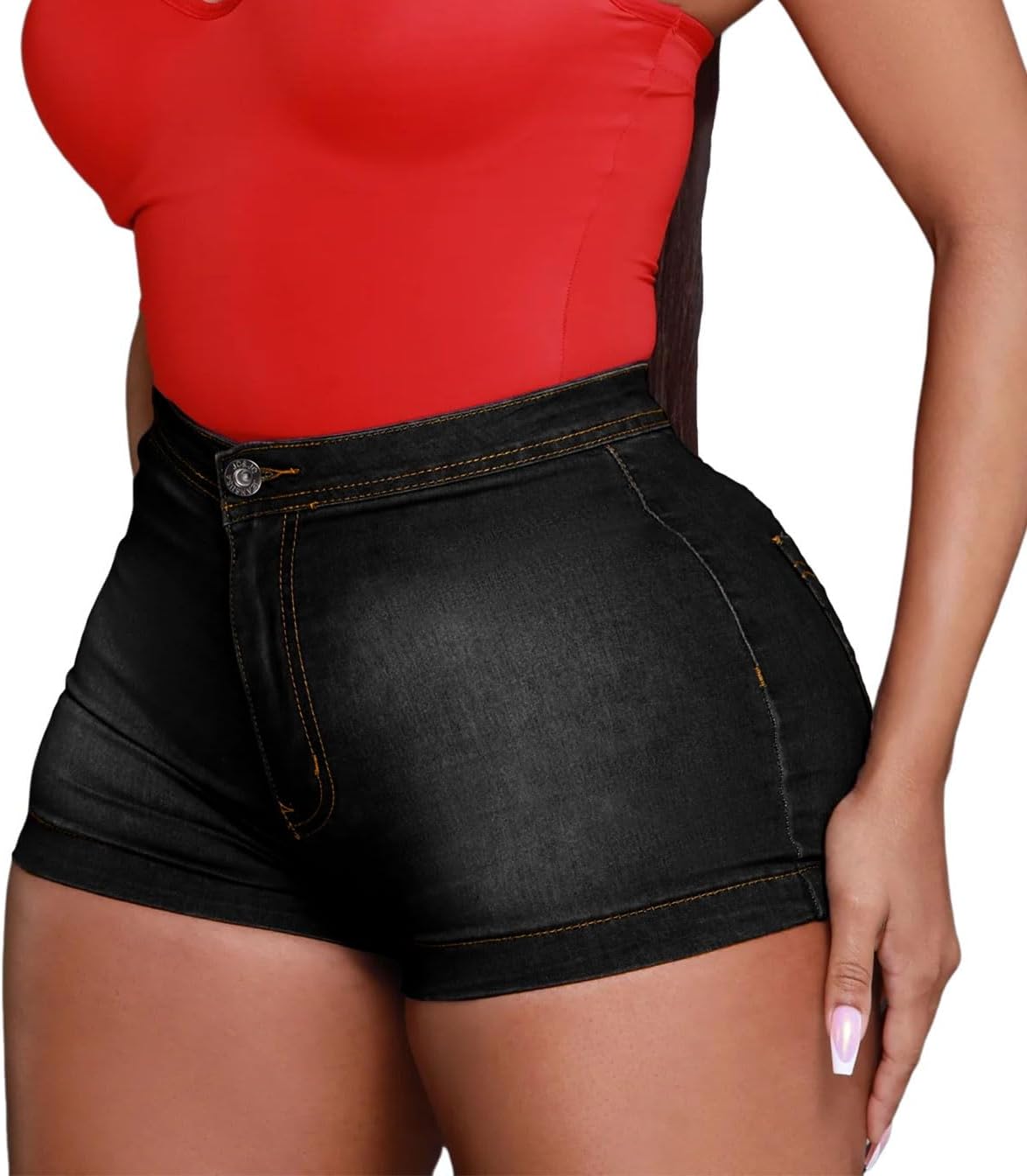 Zebaexf Women Denim Jean Shorts Stretchy High Waisted Jorts Short Pants Women Summer Casual Shorts - Image 6