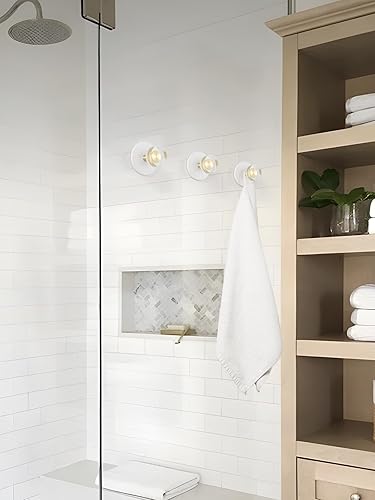 Miniatura 6 de Paquete de 4 ganchos adhesivos de cristal para toallas de baño, ganchos de pared blancos para colgar batas, abrigos, cocina, decorativos de aleación