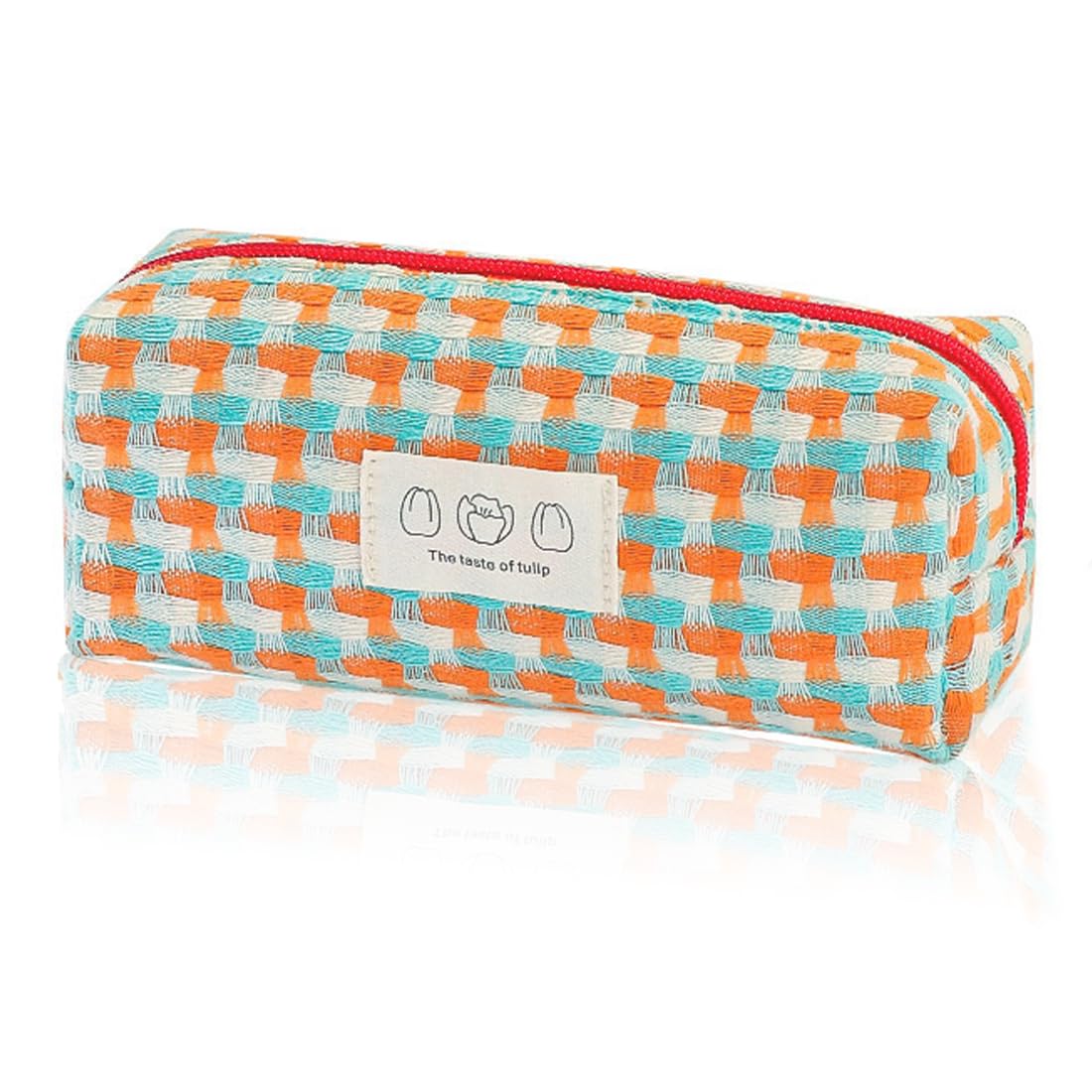 CJZZ Estuche Escolar Niña-Estuche para Lápices Tejido De Colores-Estuche Escolar Grande-Papeleria Niña-Estuche De Tela para Lápices-Estuche De Punto Adecuado para Estudiantes (Naranja)