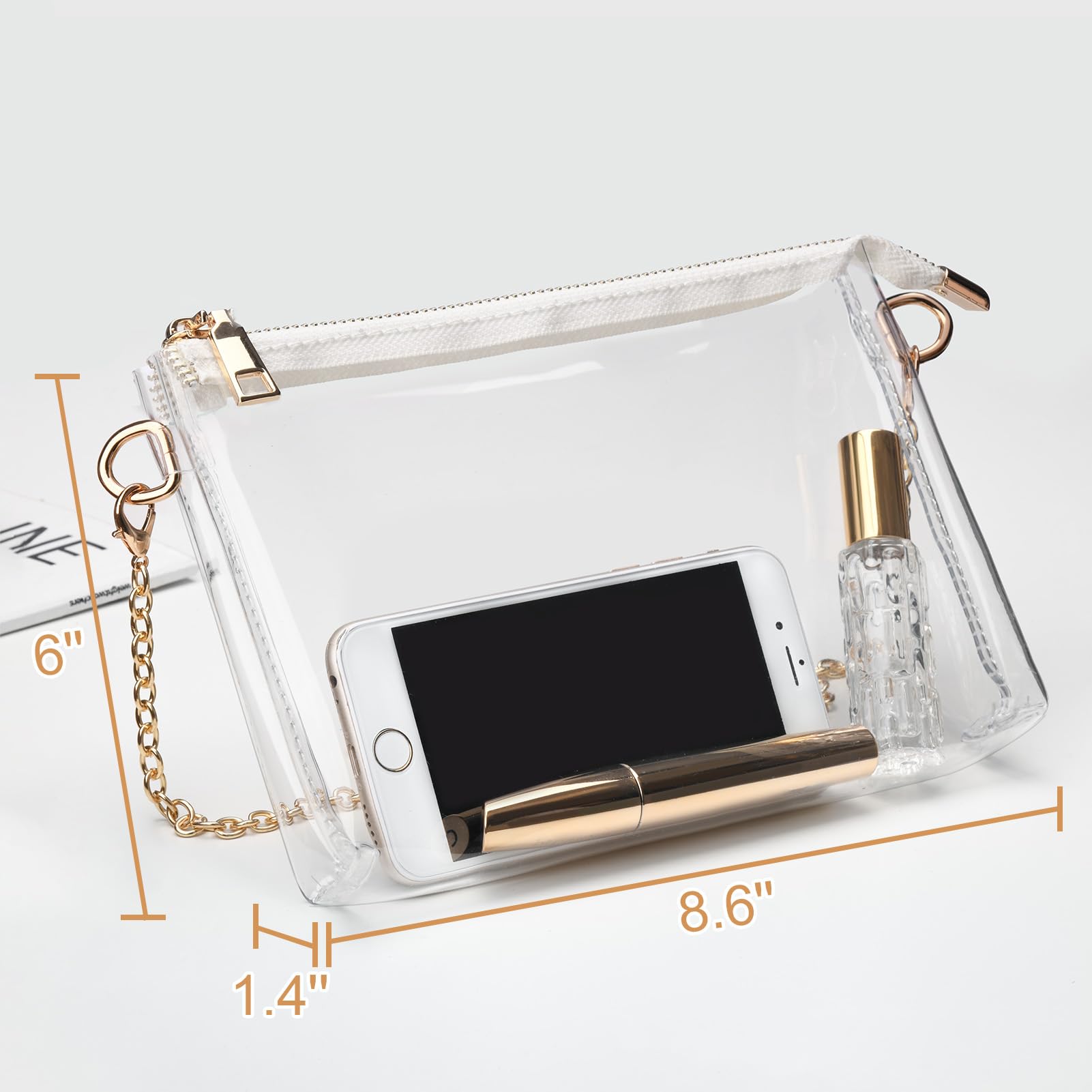 BS-VOG Sac à main transparent pour femme – Petit sac à bandoulière approuvé par les stades avec fermeture éclair, sac de stade transparent pour concerts, sports