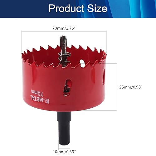 Miniatura 2 de Utoolmart Broca bimetálica de sierra de agujero de 2.756 in2.75 pulgadas, profundidad de corte de 0.984 in1 pulgada de profundidad de corte, hoja de