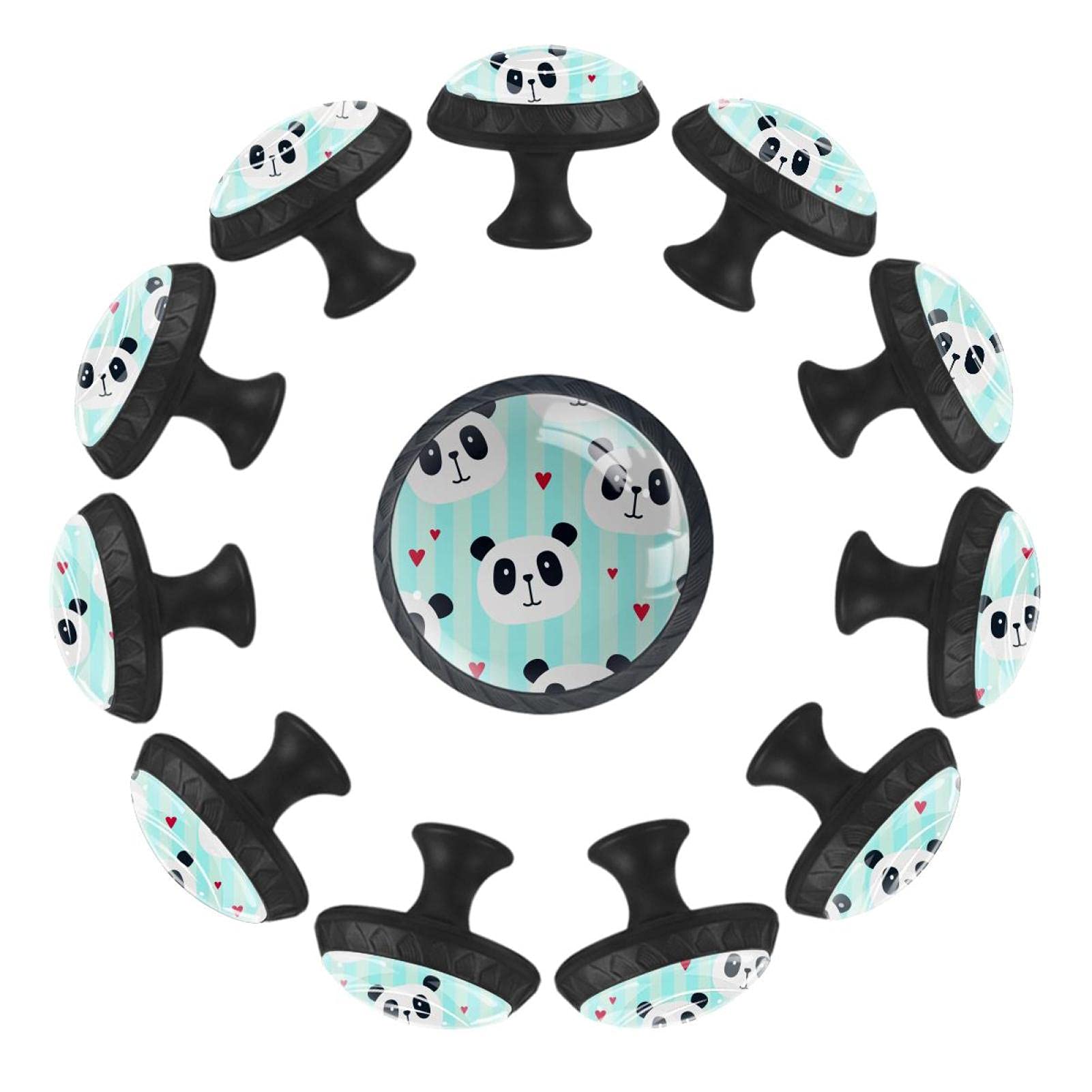 Bouton de tiroir panda en lot de 12 pour décorer la commode de la crèche