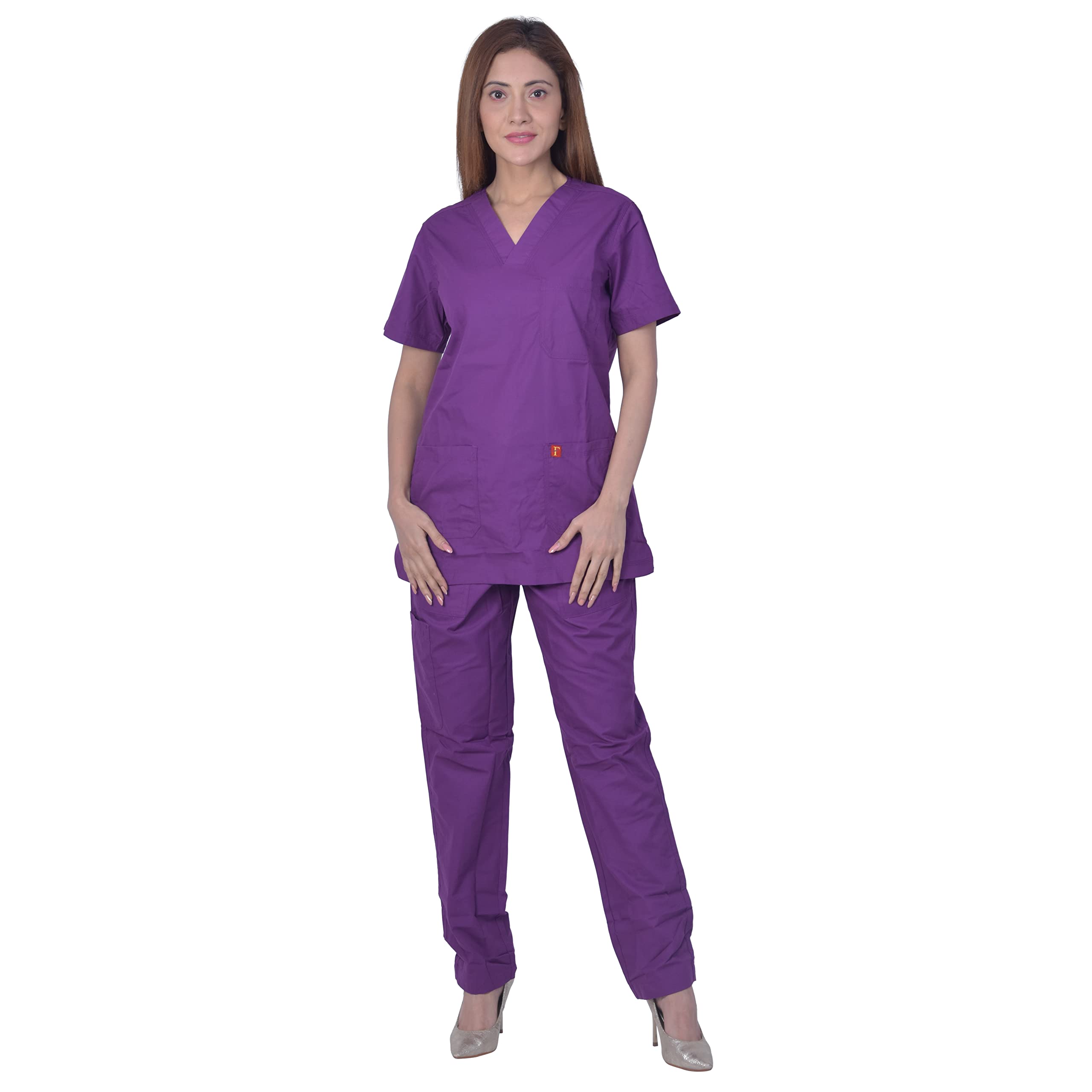 FRENCH TERRAIN® UNISEX V-NECK POLYESTER COTTON MEDICAL SCRUB SUIT FOR DOCTORS (TOP AND BOTTOM) TRIPLE NEEDLE STITCH TOP WITH CHEST POCKET, PURPLE, 36–S. (B08NXD79DH) Amazon Price History, Amazon Price Tracker
