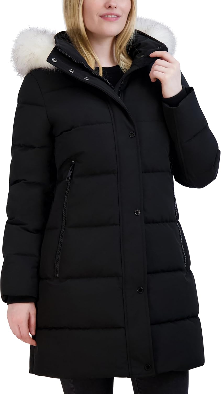 Nautica Women's Heavyweight Puffer Jacket-faux Fur-lined Hood Wind Water-resistant Winter Coat