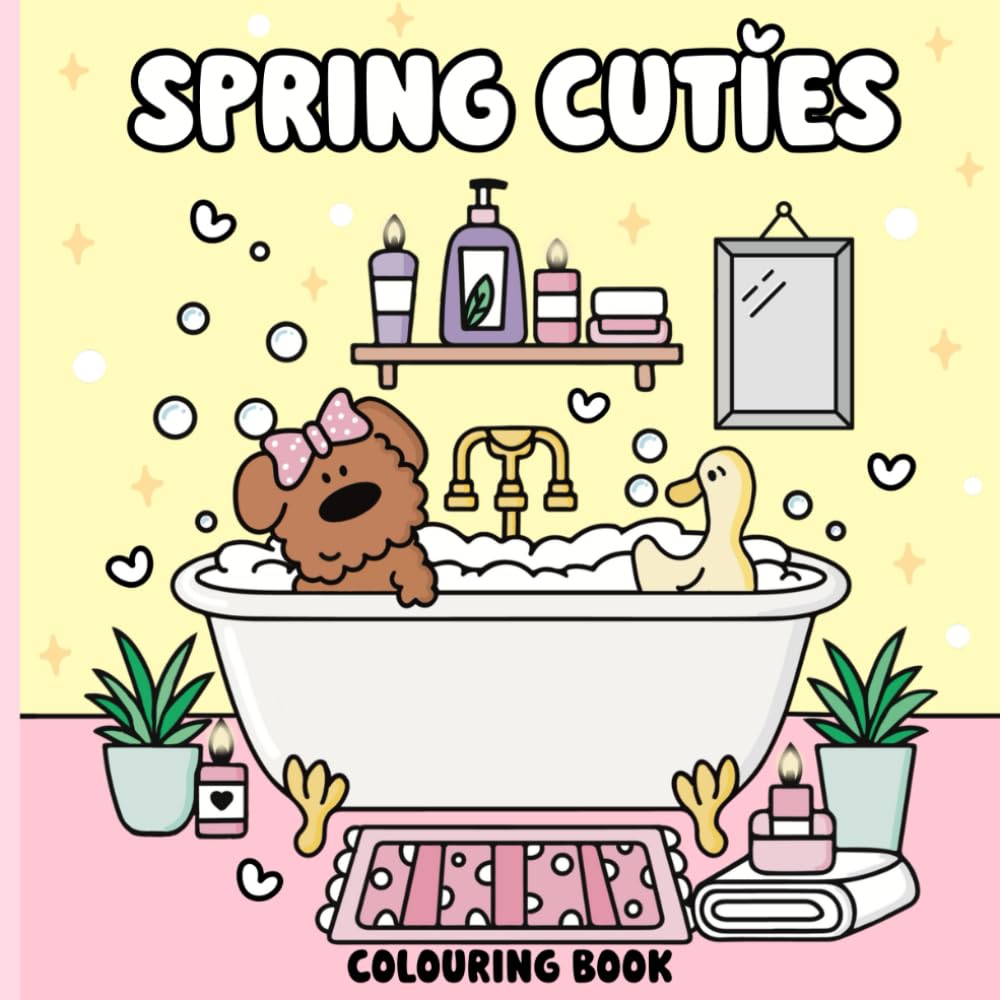 Spring Cuties: A Super Cute Fuzzy Characters Colouring Book for Adults and Teens. (Bold and easy for Relaxation) (The Cutie Club Collection)