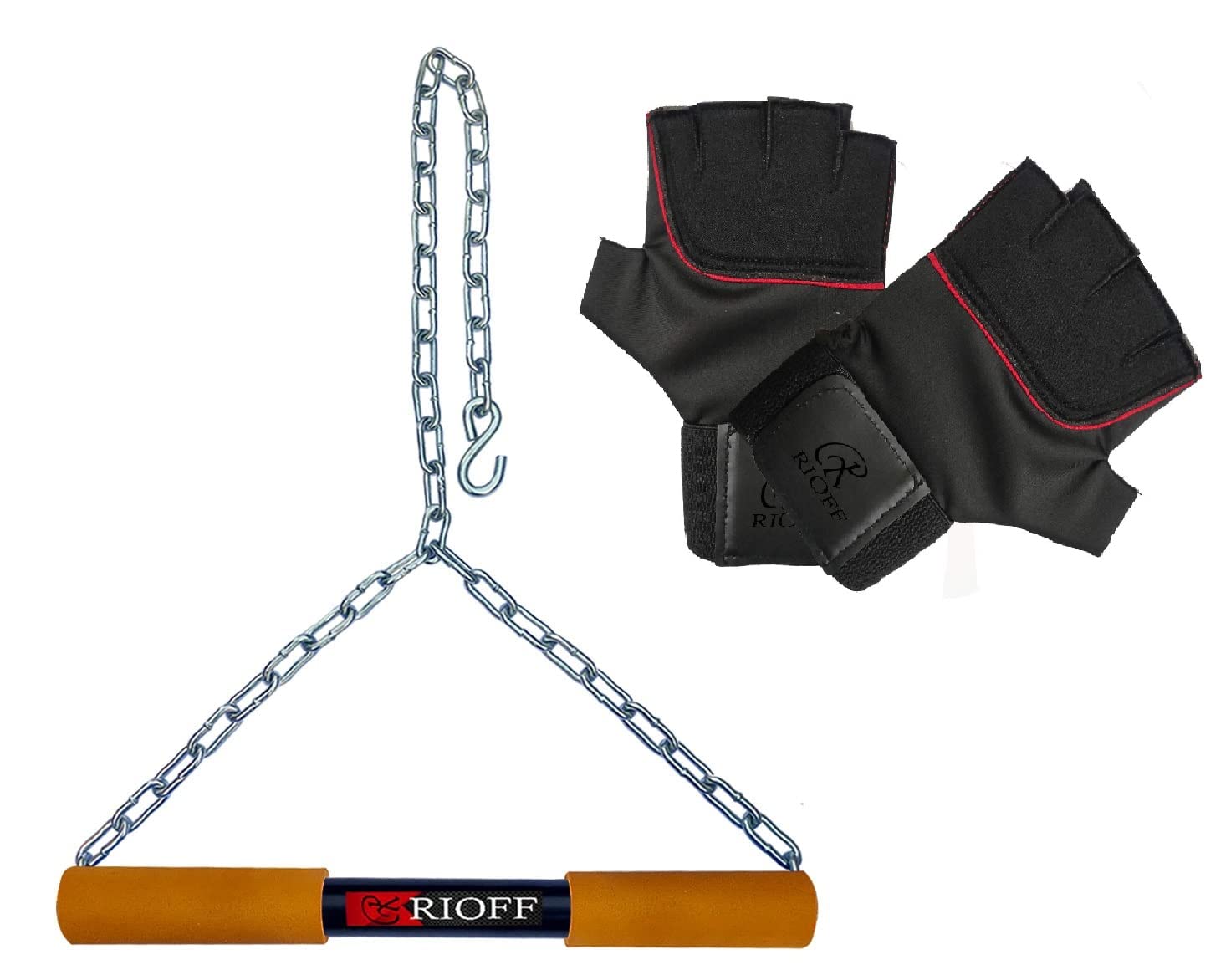 Rioff® Hanging bar Hanging Rod for Height Increaser Pull Up Exercise with Heavy Duty Chain Rod and Foam Grip With Weight Lifitng Gloves 4FT (B09WCX5S9W) Amazon Price History, Amazon Price Tracker