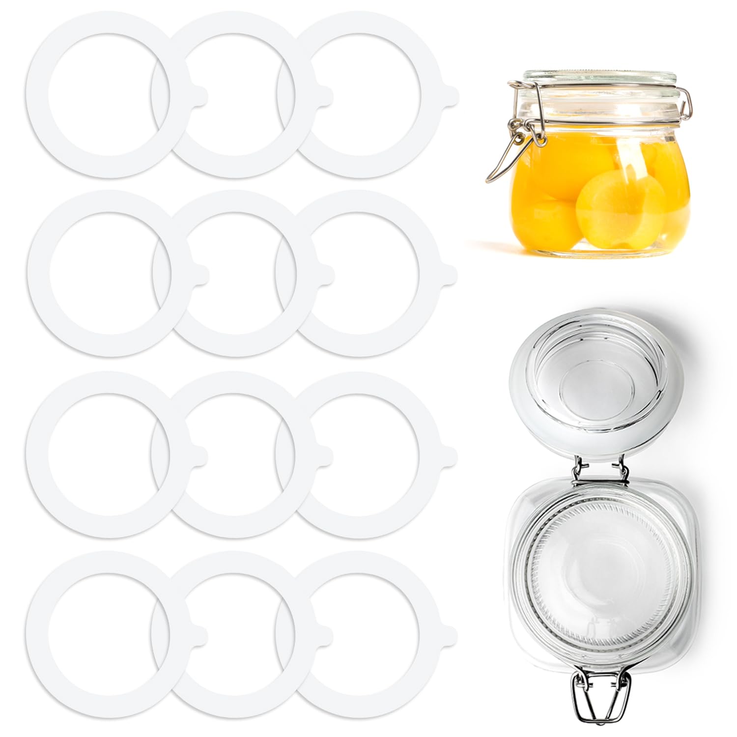 Joint Bocaux Le Parfait Joints De Bocal De Remplacement,6 Anneaux De Joints De Bocal,Bagues D'étanchéité Silicone,Joints Bocal En Verre