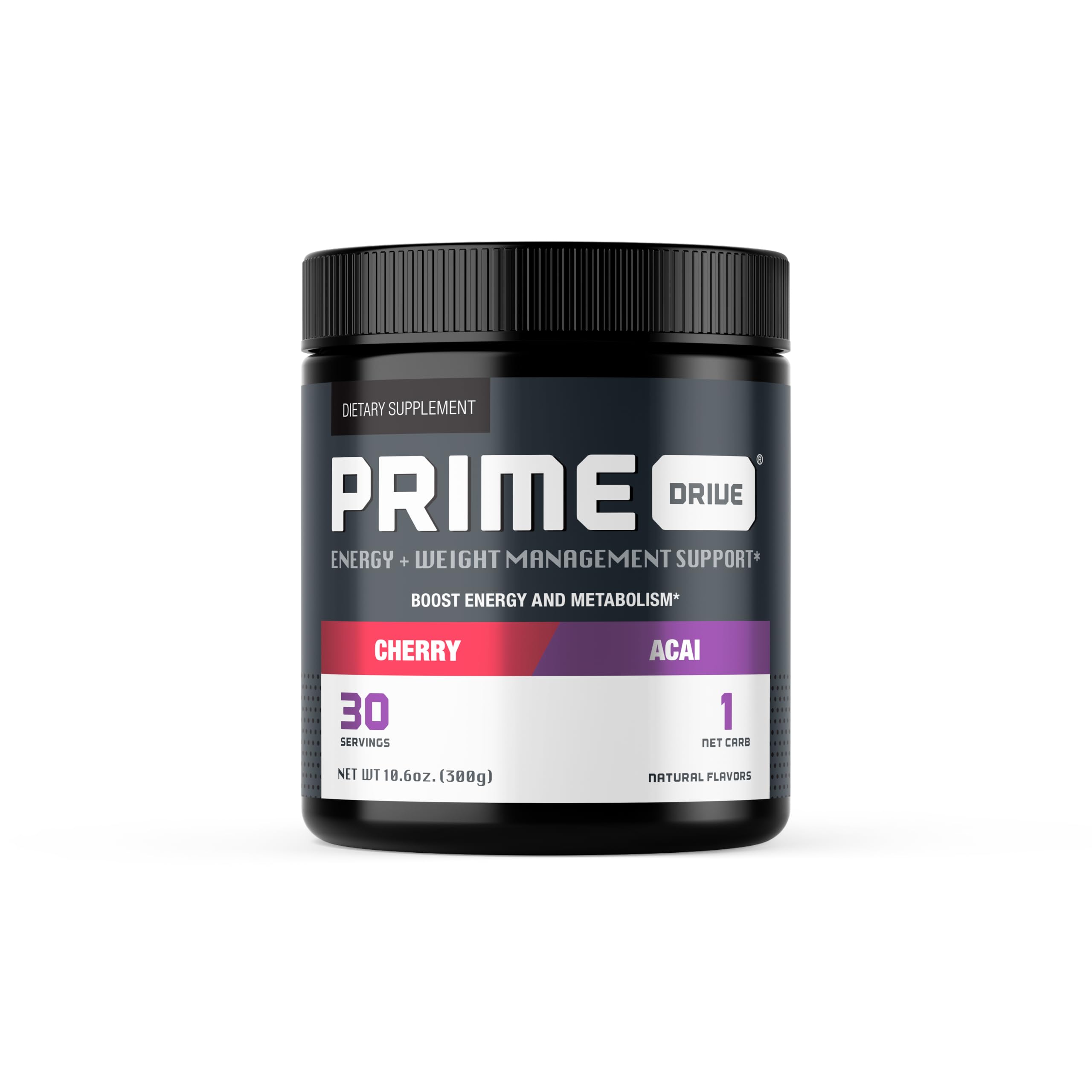 Prime Drive Pré-treino em pó sabor Cereja e Açaí com vitamina B12, 30 porções