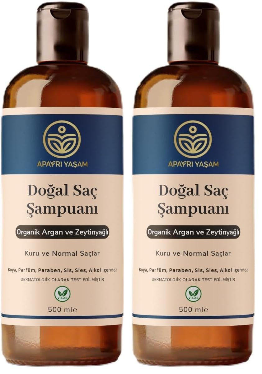 Organik Argan ve Zeytinyağı Özlü Kuru ve Normal Saçlar İçin Besleyici ve Onarıcı Şampuan 500 ML (2 paketi)