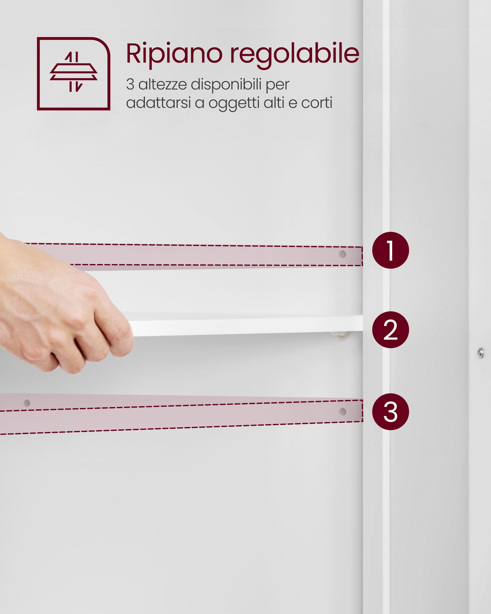 VASAGLE Angolare, Mobile Ante e Ripiano Regolabile, per Bagno Cucina Soggiorno, Stile Farmhouse Moderno, Bianco Nuvola BBC844P31, 60 × 33.6 × 80 cm