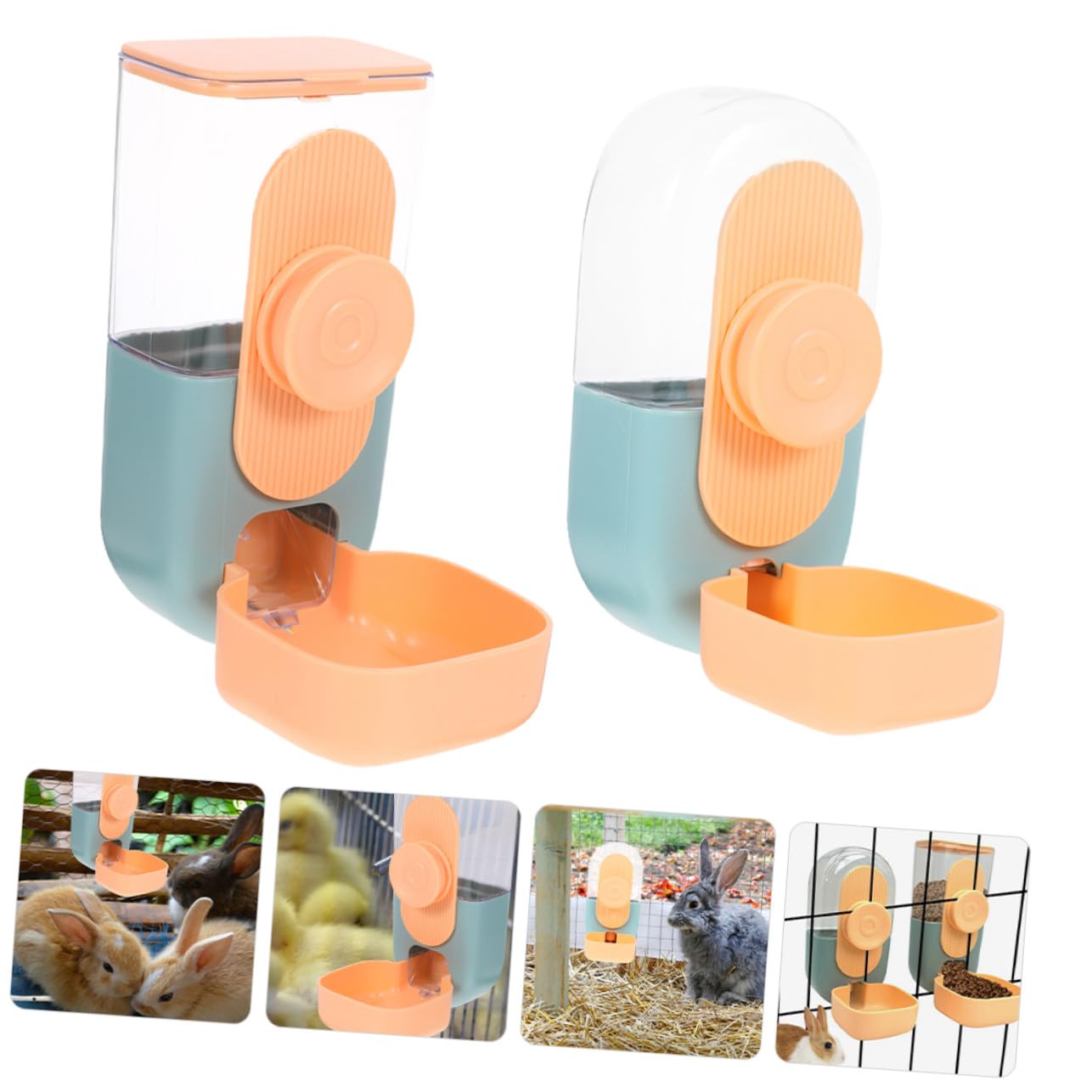 Dispenser Alimentare e Abbeveratoio Appeso per Piccoli Animali Blu e Arancione Alimentatore Automatico Compatto per Conigli Porcellini Criceti e Furetti Risparmio Spazio e Accesso
