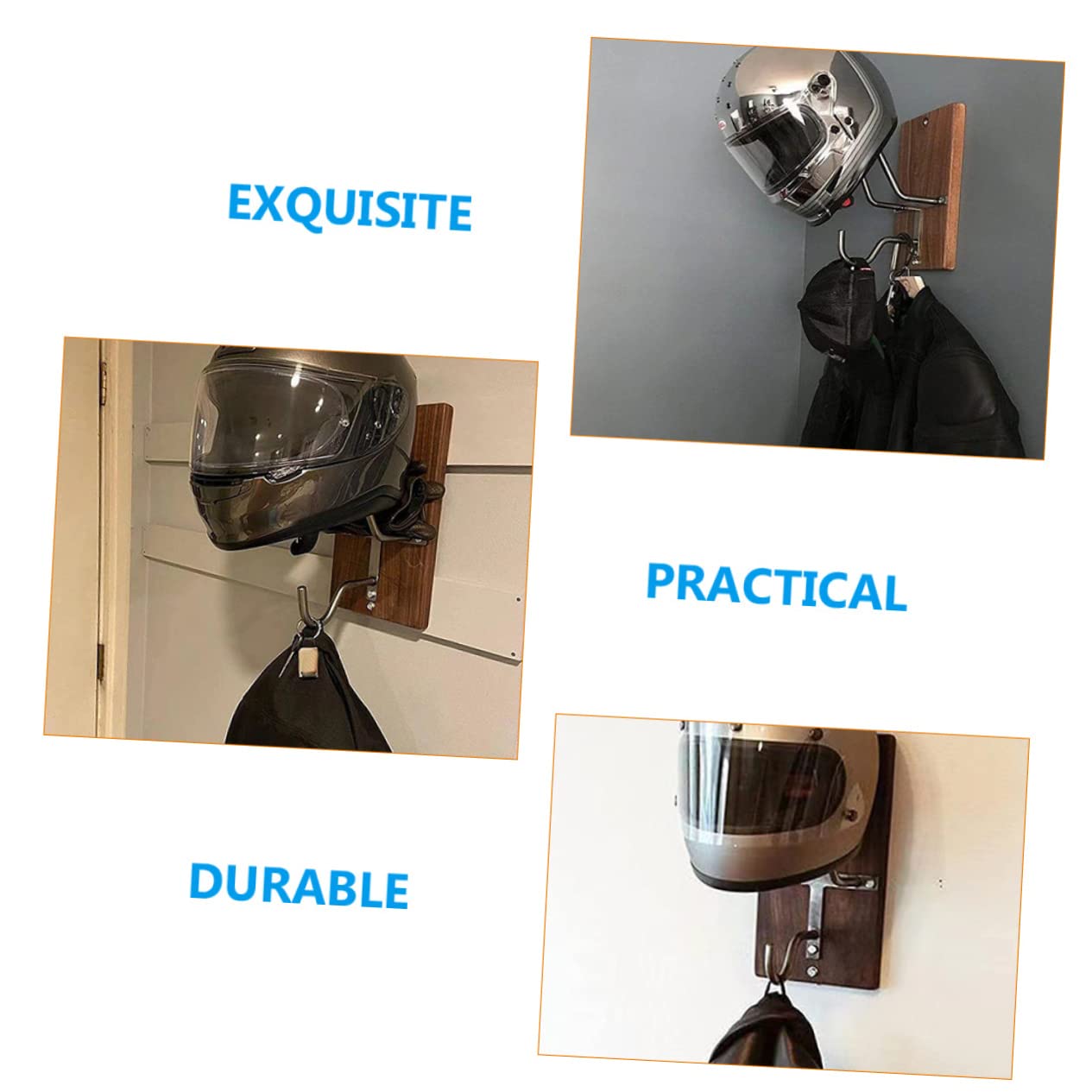 VALICLUD Wandmontierter Helmhalter Zufällige Farbe und Metall Motorradhelmhalterung mit Aufhängehaken Praktischer Helm Präsentationsständer Braun für Jacken und Kleine Gegenstände