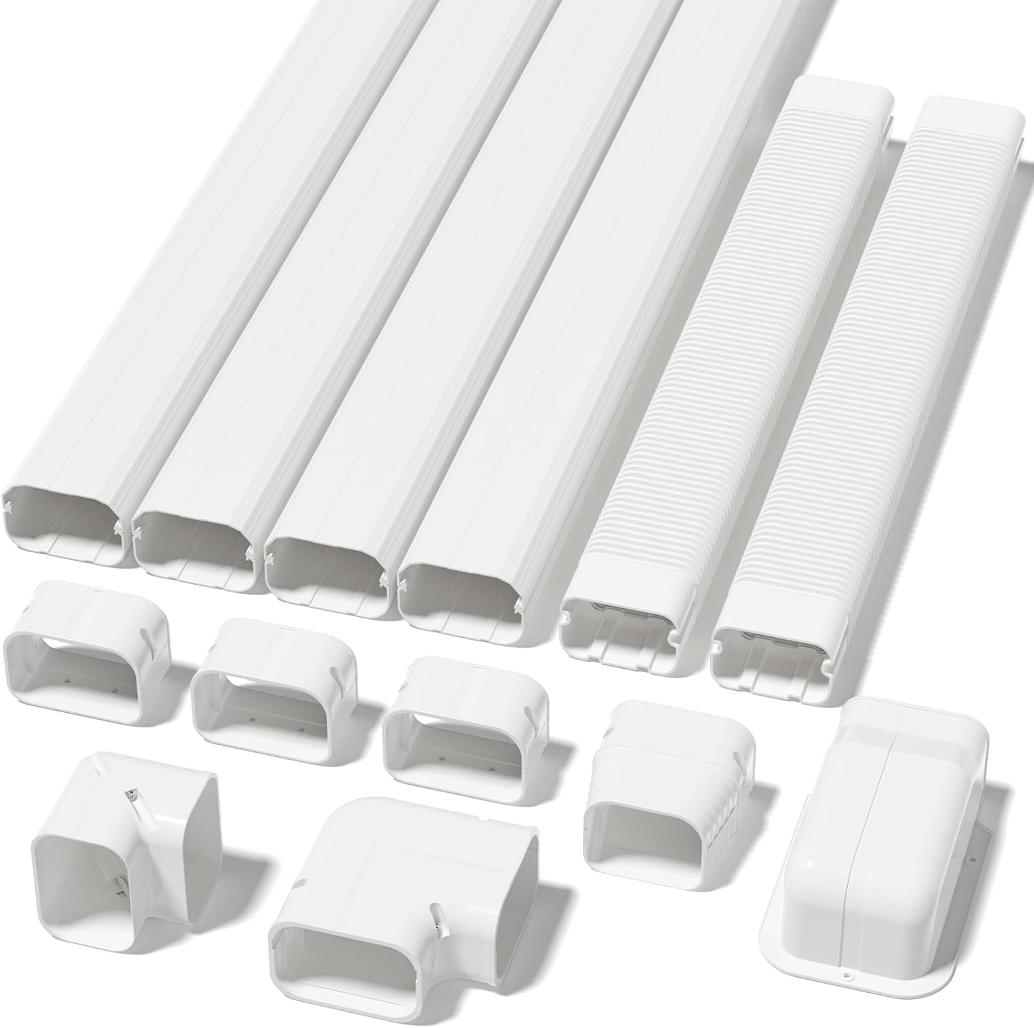 Mini Split Line Set Cover, 4” 17 Ft PVC Line Set Cover Kits for Outside Ductless Mini Air Conditioners and Heat Pumps with Flexible Duct
