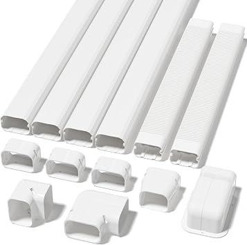 Mini Split Line Set Covers, 4" 17 ft AC Line Hide Cover Kits for Outdoor | DIY Decorative, PVC Minisplit Lineset Cover, Paintable, Ductless Pipe Kit for Central Air Conditioner, HVAC, Heat Pump