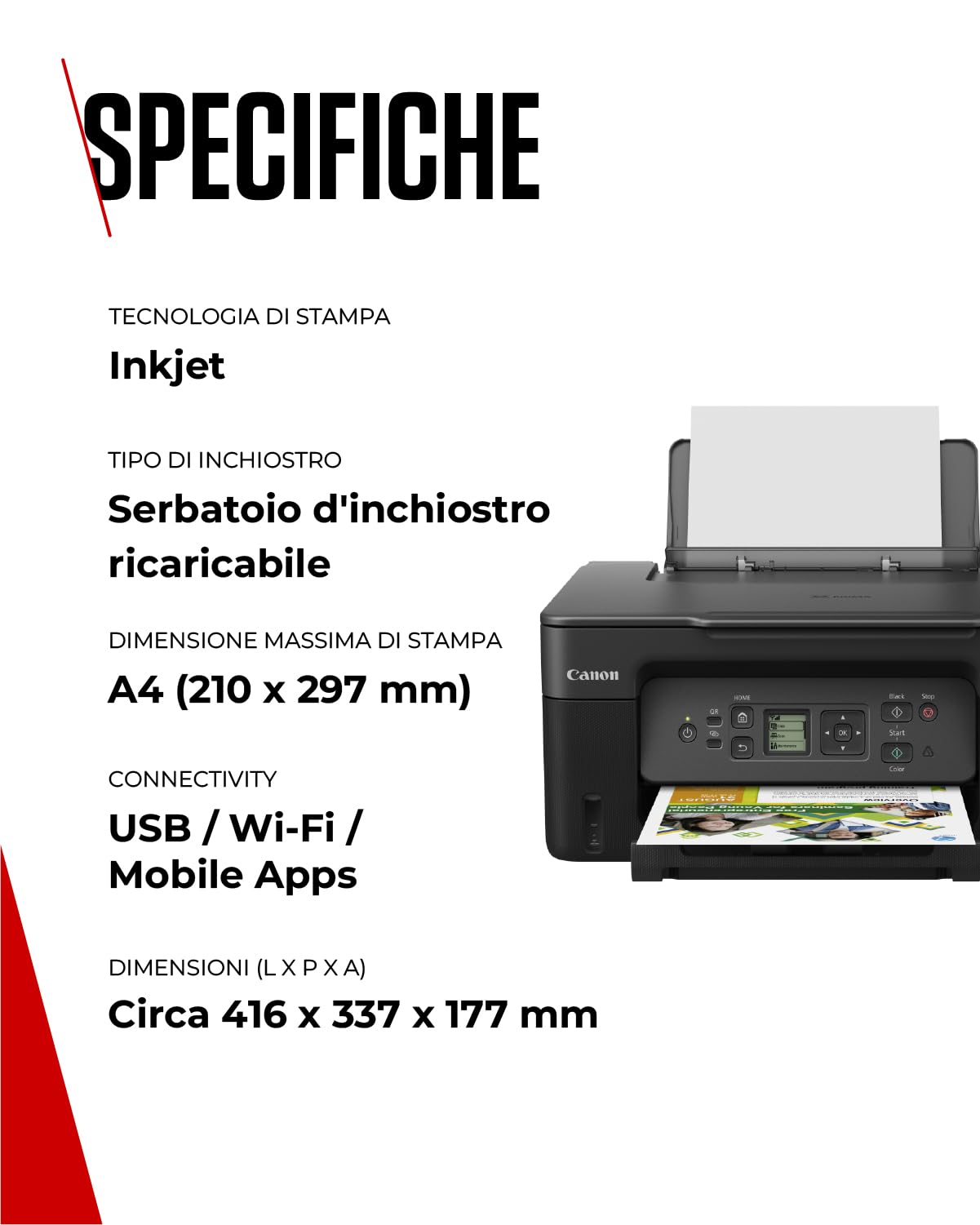 Canon Serie PIXMA G3570 - Stampante Multifunzione, Fotocopiatrice e Scanner MegaTank per la Casa | Connettività Wireless per Smartphone | Stampante Wifi per Uso Domestico
