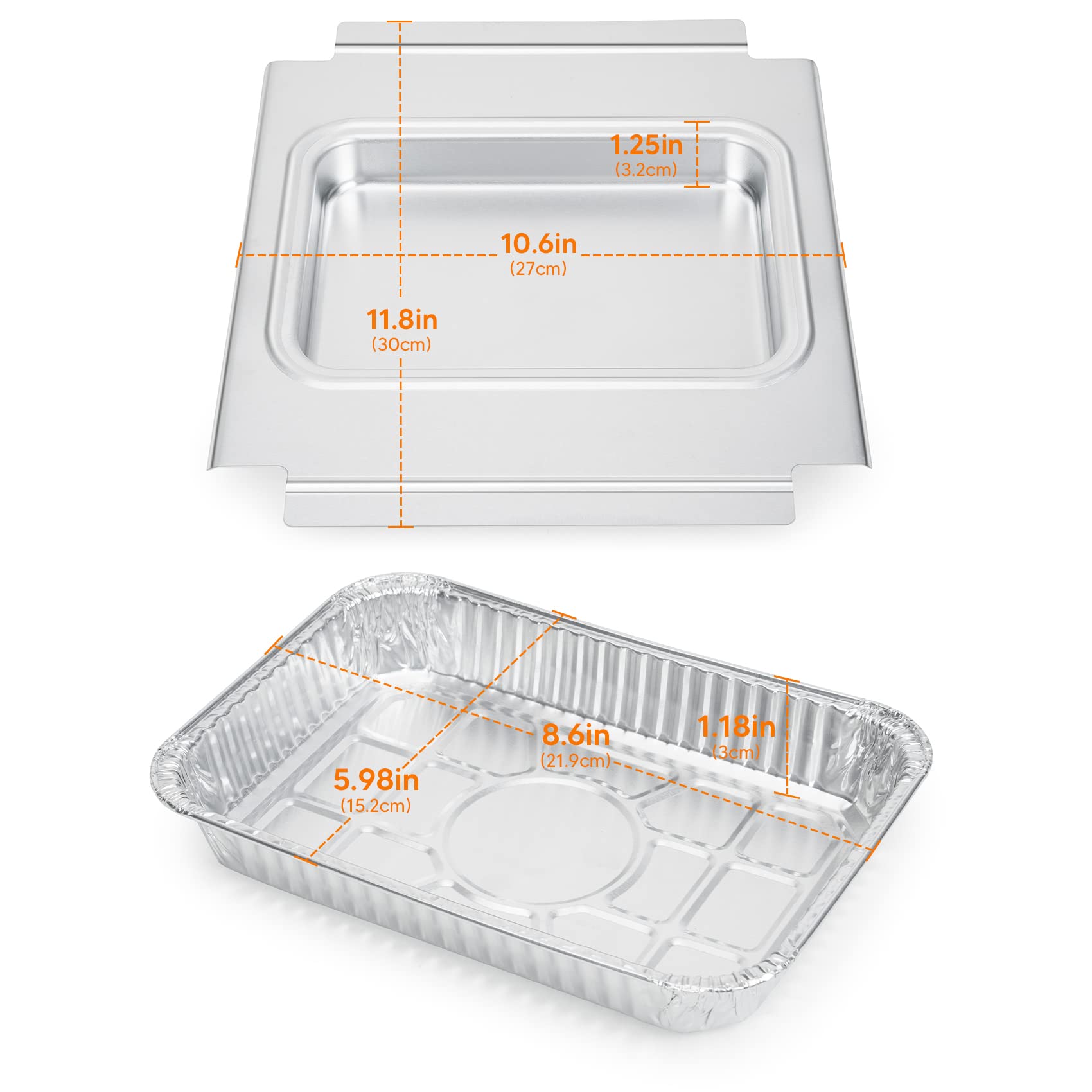 onlyfire Alu Grillschalen, Tropfschale mit 15 Stück Einweg Aluschalen, 27 × 30 × 3,2 cm, Aluminium Schalen für Weber Q200 Q300 Q220 Q240 Q2000 Q3000 Q320 Q3200 Serien Gasgrills