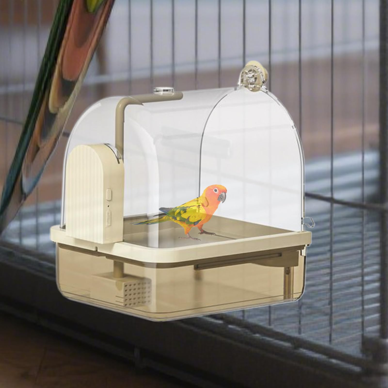 Bain D'Oiseau pour Cage Perruche Canari Automatique Anti-Morsure avec 2 | Bain pour Oiseaux de Compagnie Pour Intérieur Extérieur Volière Exposition Bain Oiseaux Automatique Perchoir Anti-Mo
