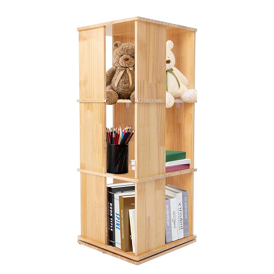 Amazon.com: 360° Rotating Book Shelf, 3 Tier Free Standing