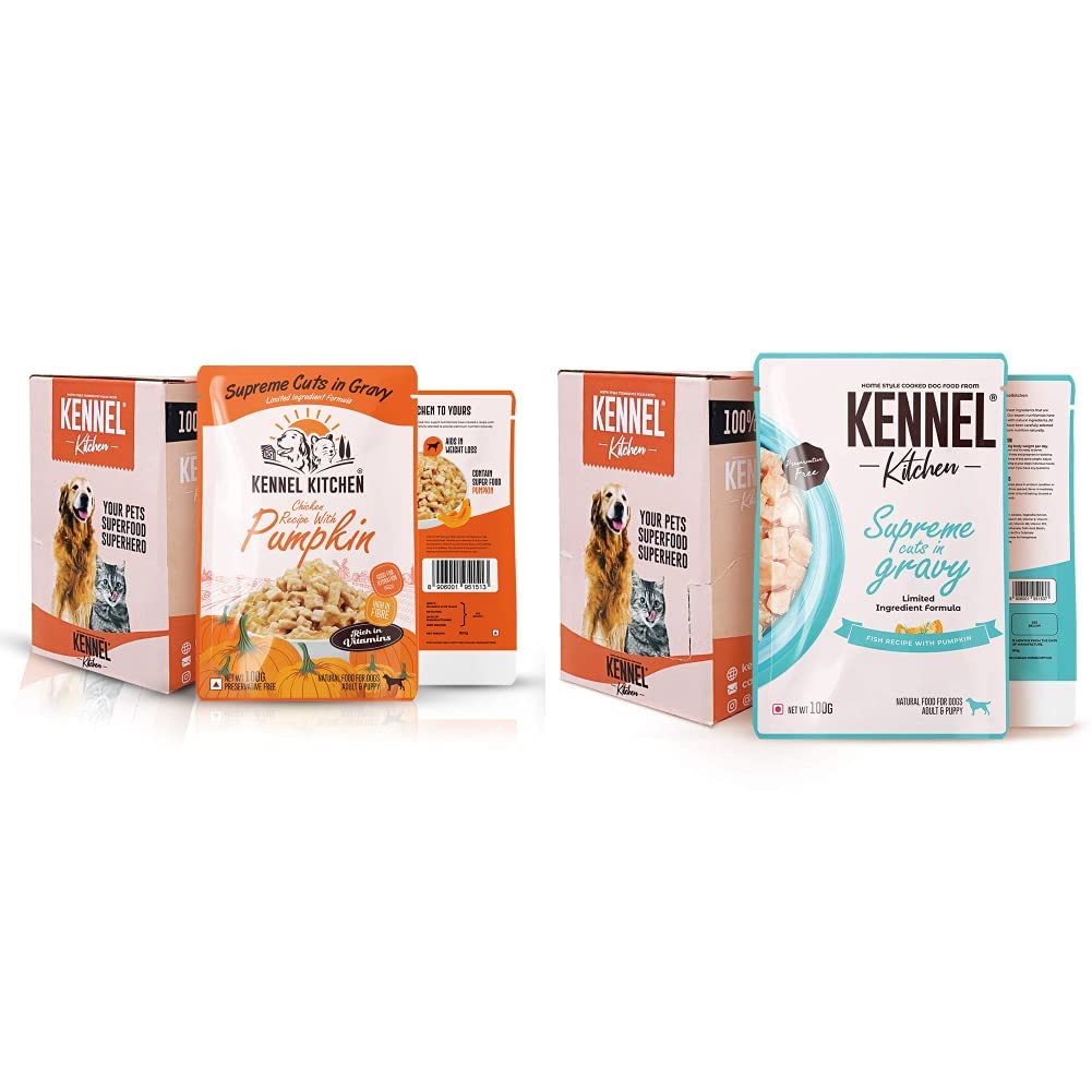 Kennel Kitchen Supreme Cuts in Gravy, Chicken Recipe with Pumpkin, 100g (Pack of 12) Adult and Puppy & Supreme Cuts in Gravy, Fish Recipe with Pumpkin, 100g (Pack of 12) Wet Dog Food for Adult & Puppy (B08Q8NZRLG) Amazon Price History, Amazon Price Tracker