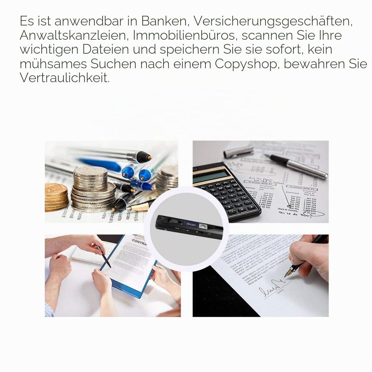 Tragbarer Dokumentenscanner mit 16GTF-Karte, 900 DPI A4 Handscanner Dokumentenscanner, JPG/PDF Hochgeschwindigkeits-USB 2.0 Farbfoto Portable Scanner für Dokumente Quittungen Fotos (Schwarz)