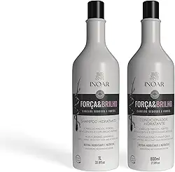 Inoar, Força & Brilho, Kit Shampoo 1L E Cond 800ml, Cabelos Fortes, Macios, Brilho Intenso