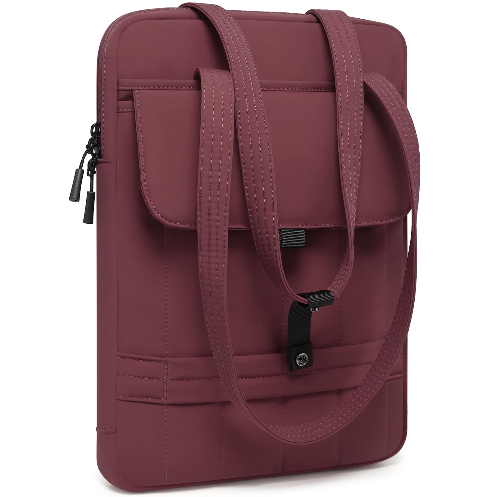 HYZUO 15-16 Pulgadas Funda Acolchada para Portátil para MacBook Pro 15/16, 15" 15,6" DELL/HP/Lenovo/ASUS/Acer/Samsung, Bolsos Hombro Delgados Mujer, Bolso Trabajo Diario, Vino Rojo