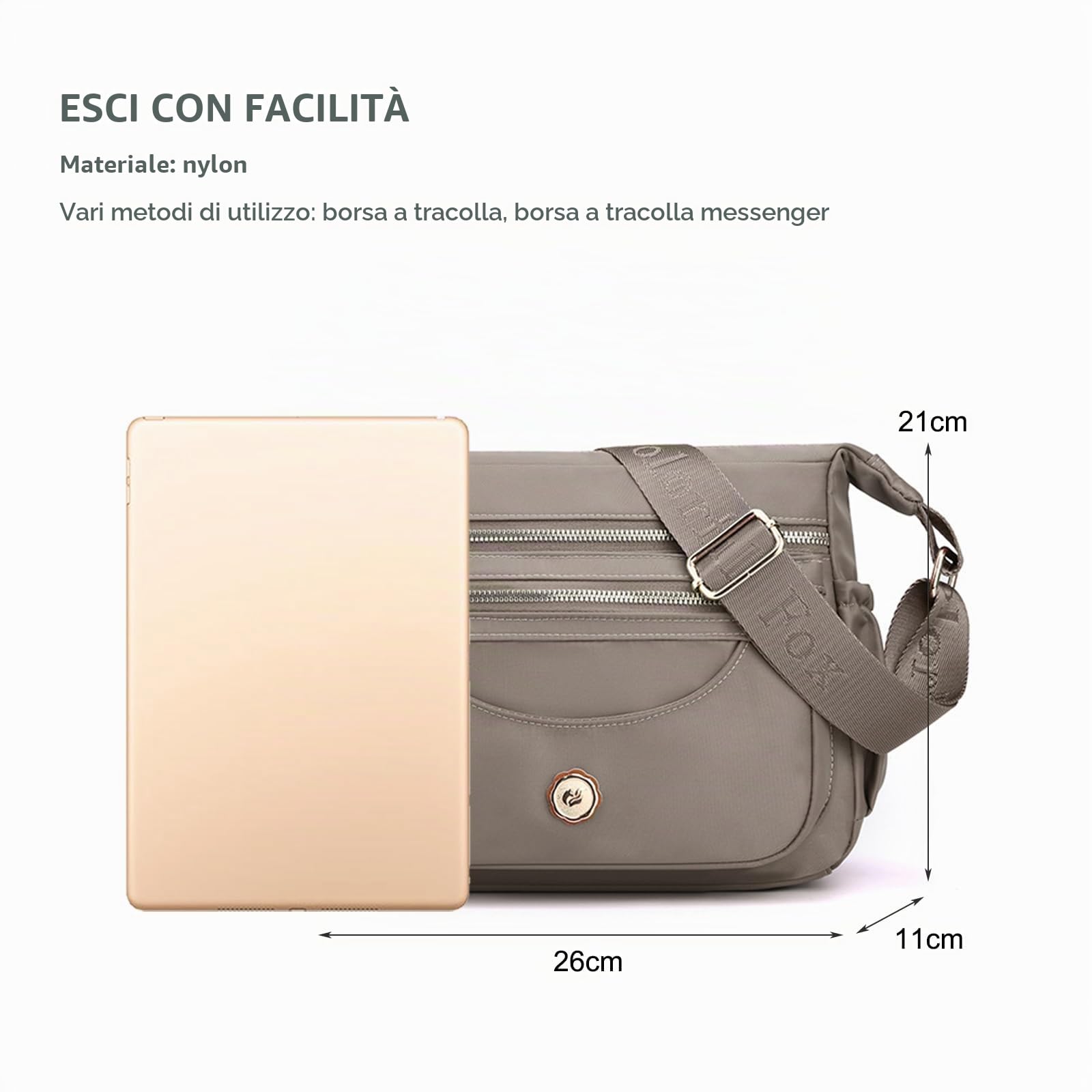 NICOLE & DORIS Borsa Tracolla Donna Casuale Borsa a Spalla Leggero Borse Messenger Multitasche Crossbody Bag per Viaggio Shopper Sportiva Scuola Curry