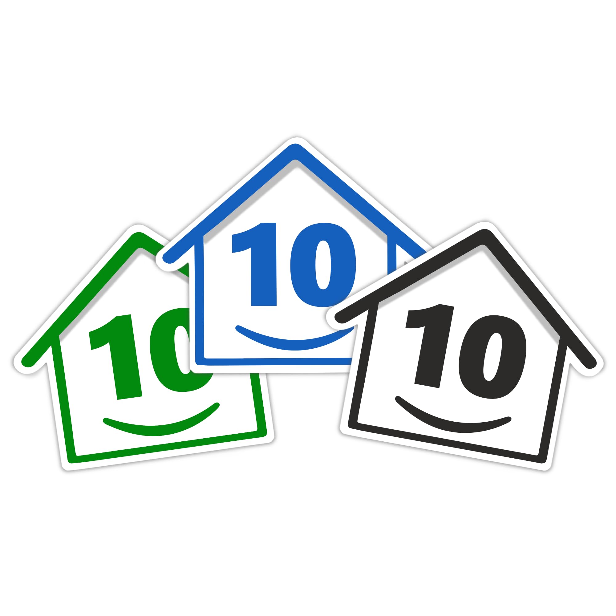 3 x Bin Numbers for Wheelie Bins, 1-99, 15cm ‘Happy House’ Colour Design Dustbin Stickers, Easy Application Stick On Number Stickers - Weatherproof Self Adhesive Vinyl – Blue, Black and Green (14) — view 27