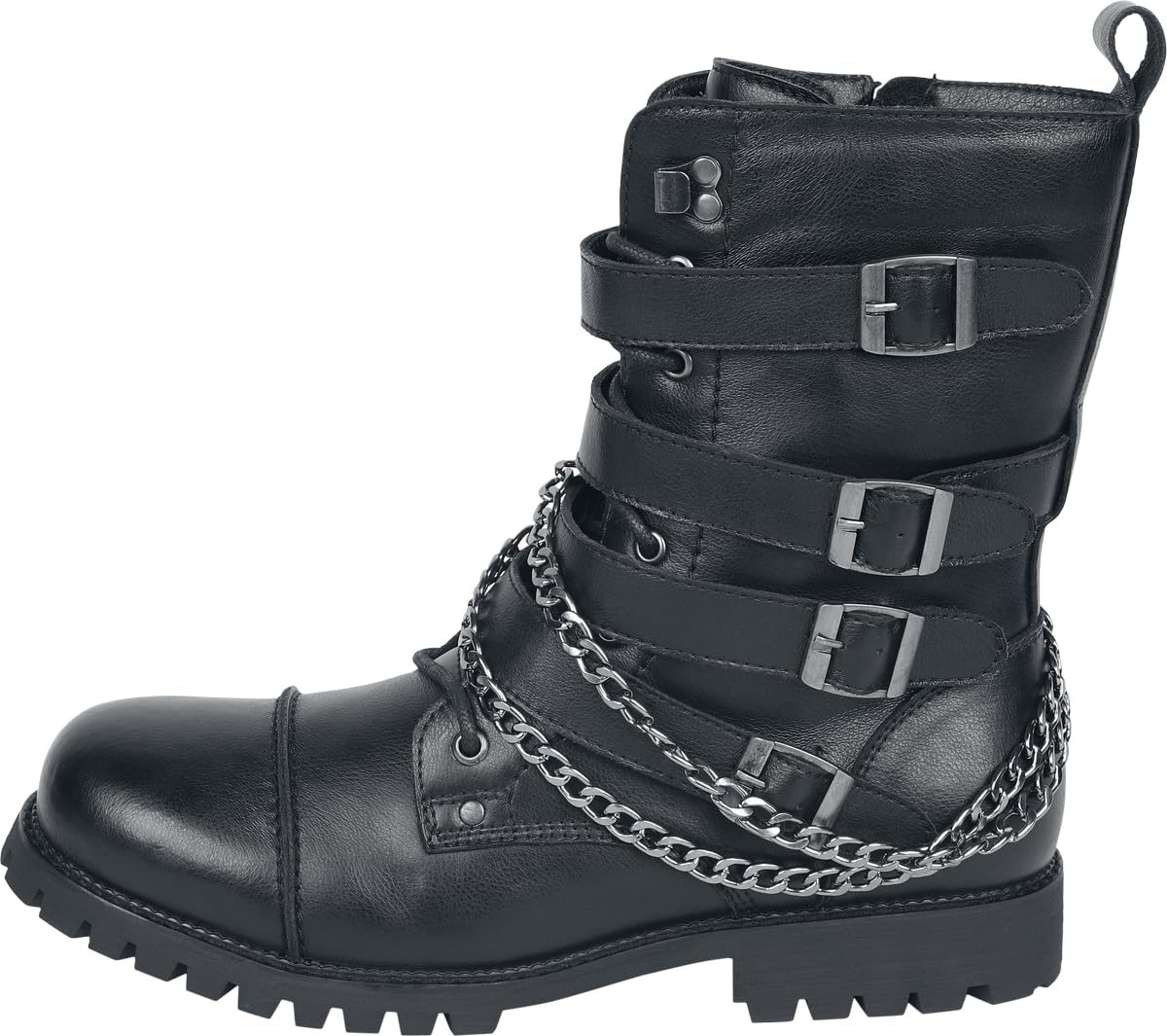Gothicana by EMP Herren Schwarze Boots mit Schnürung und optischer Kette