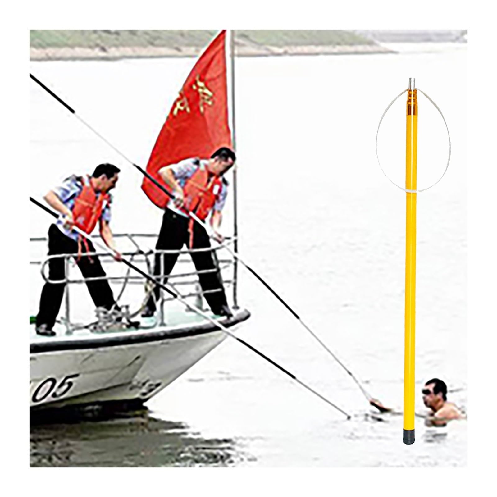 PéRtiga De Rescate AcuáTico Barcos Poste de Rescate Telescópico de Agua, Poste de Gancho de Rescate Especial de 3 4 8 m para Piscinas/Parques Acuáticos/Playa, Barra Aislante de Fibra de Vidrio para Ah