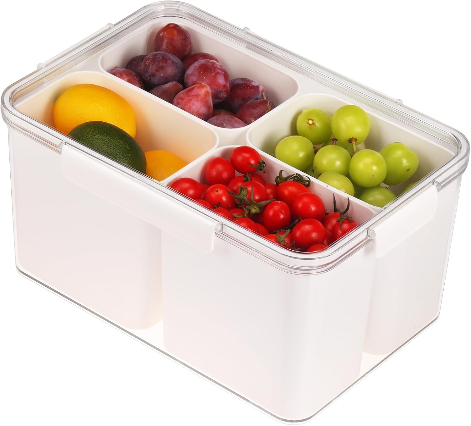 Moretoes 1 Pack Veggie Tray with Lid Sealed Sectioned Fruit Snack Serving Platter Vegetable