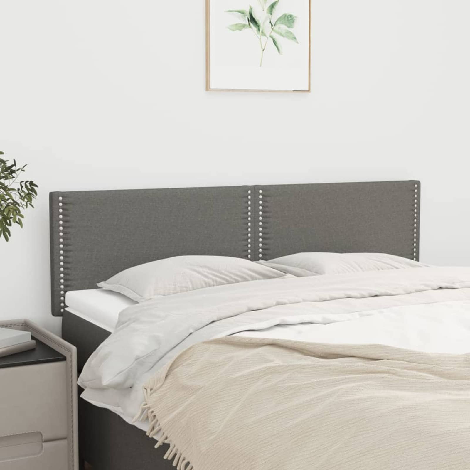 Cabeceros 2 Unidades, Cabezal De Cama, Cabecera para Cama, Cama Cabeza, Cabezales Dormitorios Modernos, Tela Gris Oscuro 72x5x78/88 cm
