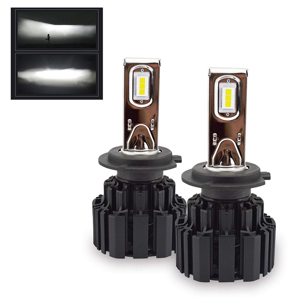 DUYER Lampadina del Faro A LED, Forte Anti-Interferenza Avvio Immediato Ultrasottile Messa A Fuoco A LED 2 Pezzi Ip67 Impermeabile H7