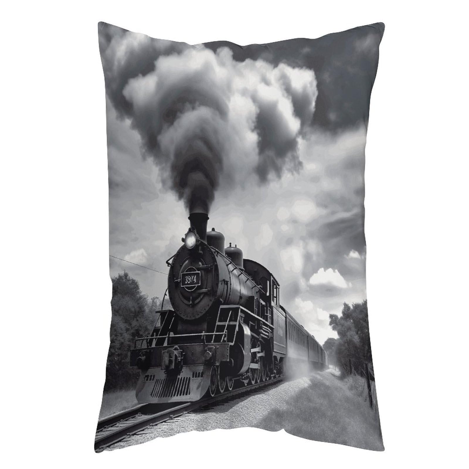 LDGSUPH Steam Train Clouds Pillow Cases Soft Pillowcase with Invisible Zipper Wrinkle Resistant Pillow Covers Breathable Removable Pillow Protector for Bed Sofa Car 12 "x20