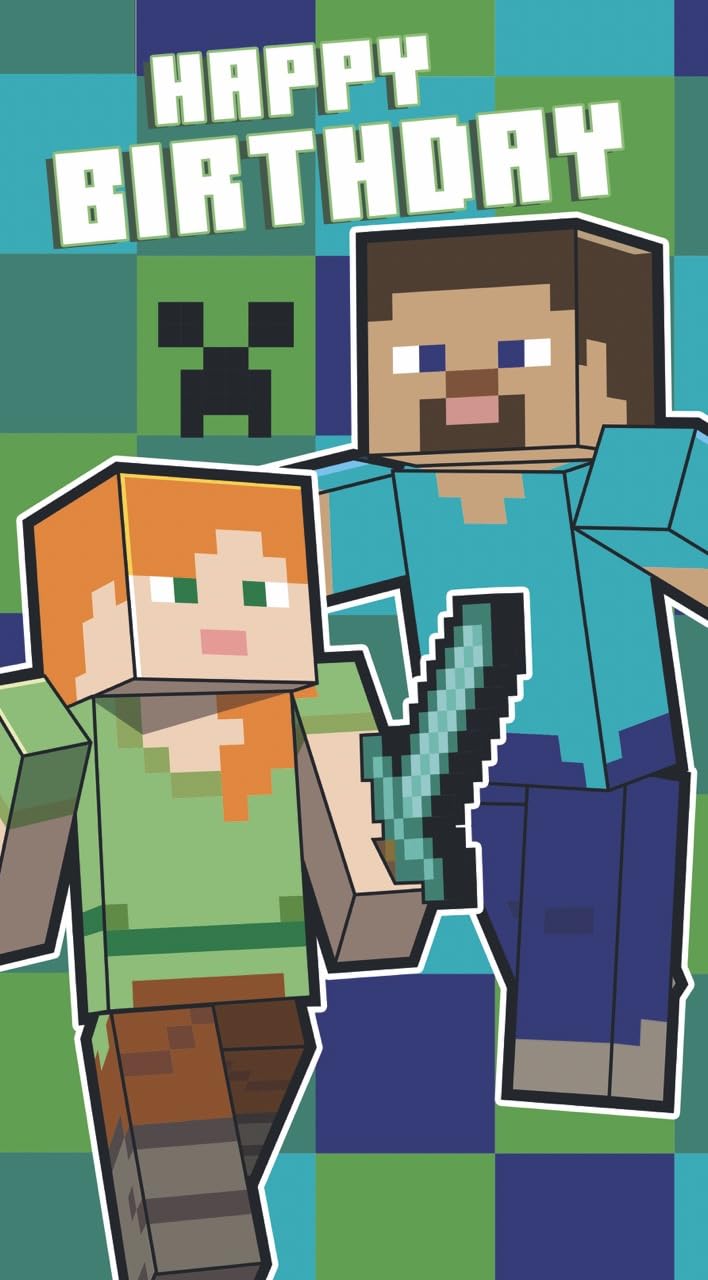Biglietto Auguri Compleanno Minecraft Ufficiale | Danilo Promotions | Formato 210x290 Mm Con Busta | Cartoncino Certificato FSC