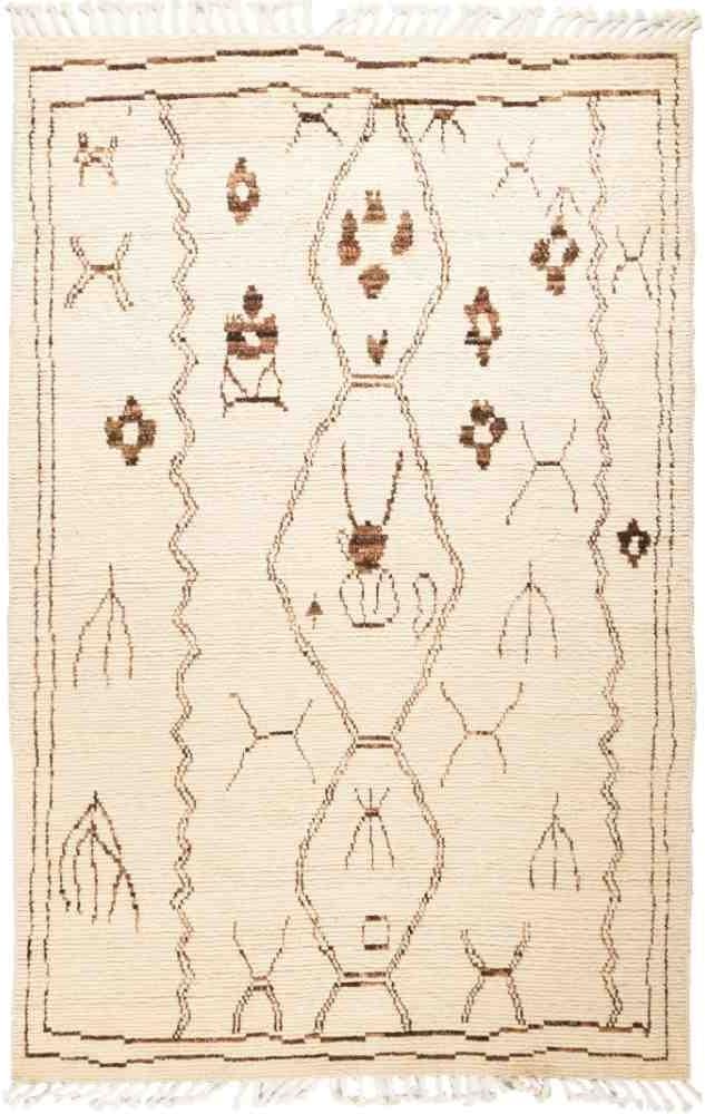 Solo Rugs Moroccan Rabat Bedouin One of a Kind Hand Knotted Area Rug, Parchment, 5' 0" x 8' 1"