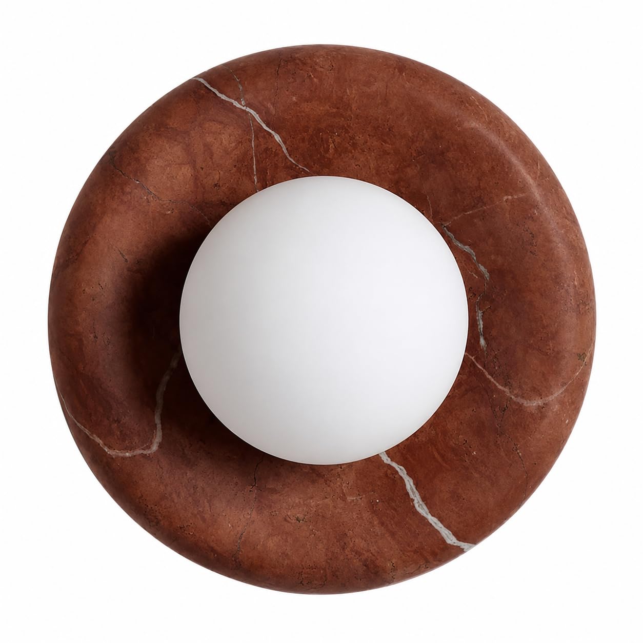 Alabaster Marble Wall Sconce, Spanish Natural Stone Wall Lamp Round Marble Sconces 3000K Vanity Wall Lighting With Globe Glass Shade, Hardwired Indoor Wall Lights For Living Room Bedroom Hallway Stair