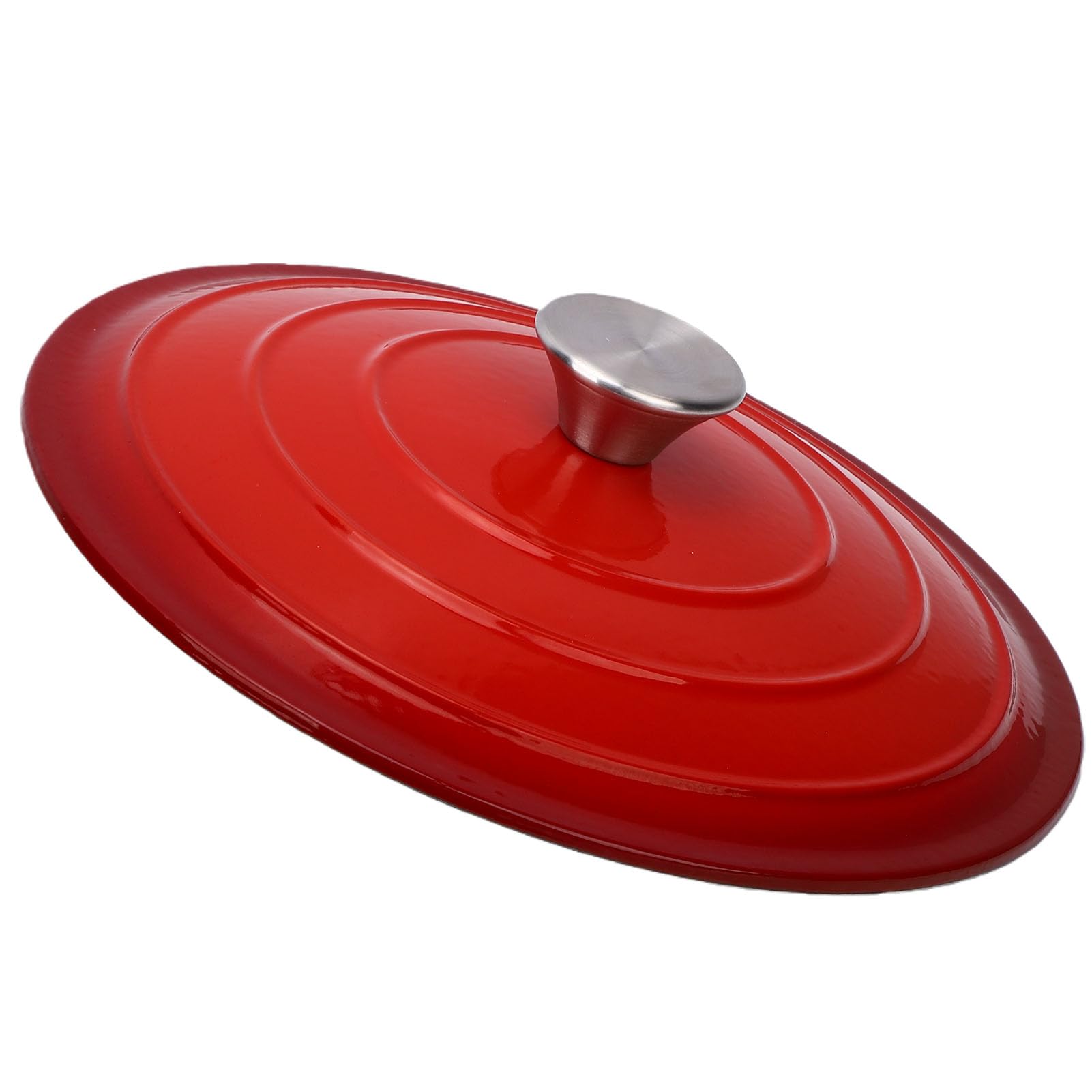 Bewinner Olla de Hierro Fundido con Tapa Esmaltada Antiadherente 26 Cm Apto para Horno Asado Estofado Salteado Cazuela de Cocción Lenta para Estufas Inducción de Gas Rojo (26CM)