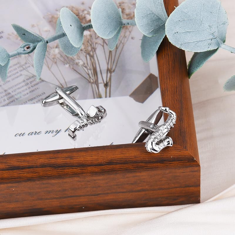 Mancuernillas saxofón para hombre y músico miniatura 6