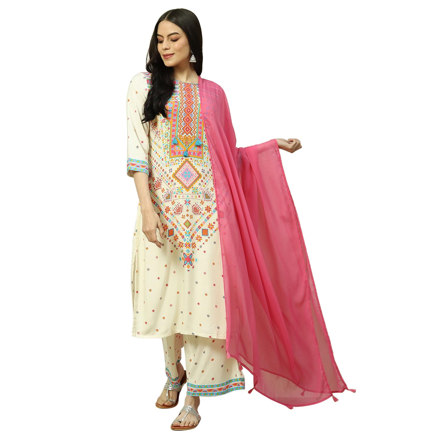 rangriti Women Pink Cotton Blend Woven Dupatta_FREE SIZE-picture-17