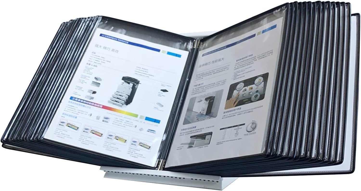 noxozoqm Desktop Reference And Display ，A4 Desk Document Holder Stand With 30 Easy-Load Letter-Size Pockets - Assorted Colors(Color:D)