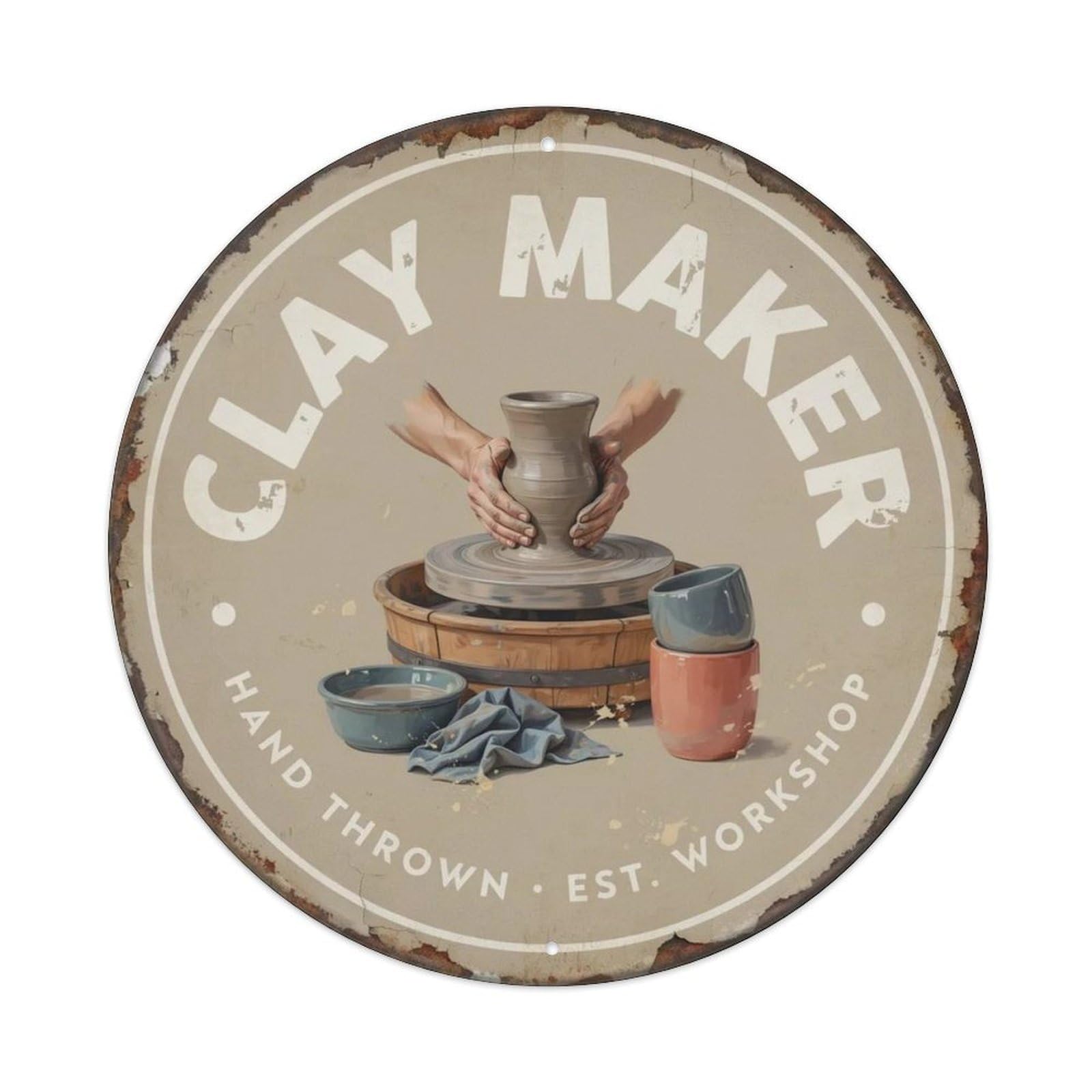 Clay Maker Metal Tin Sign Plaque