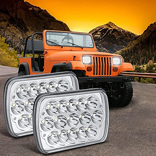 H6054 LED Headlights GOTTOW 2PCS Rectangle 7x6 LED Headlights Dot Approved 5x7 Headlamp Hi/Low Sealed Beam H4 9003 Plug Fits for Jeep Wrangler YJ XJ Cherokee Ford Chevy Blazer S10 H6054LL 6054 H5054