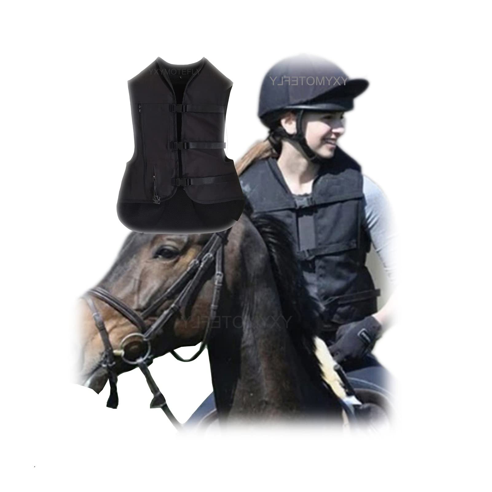 Chaleco Ecuestre con Airbag para Mujer Abrigo Concurso Equitación Chaleco De Moto Transpirable 3D Chalecos Protectores para Deportes Motorizados