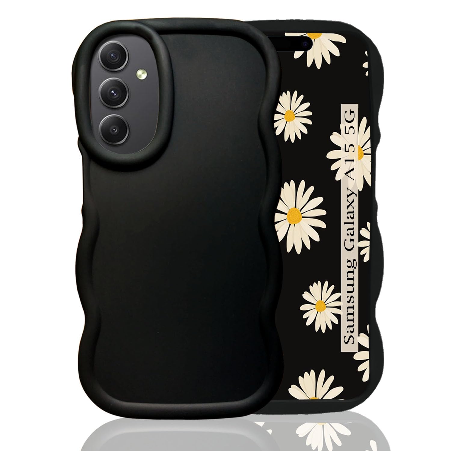 KC Back Cover for Samsung Galaxy A15 5G - Big Wave Shape Shockproof Bumper Soft Silicone Case with Camera Protection (Black) (B0D9B4X9W4) Amazon Price History, Amazon Price Tracker