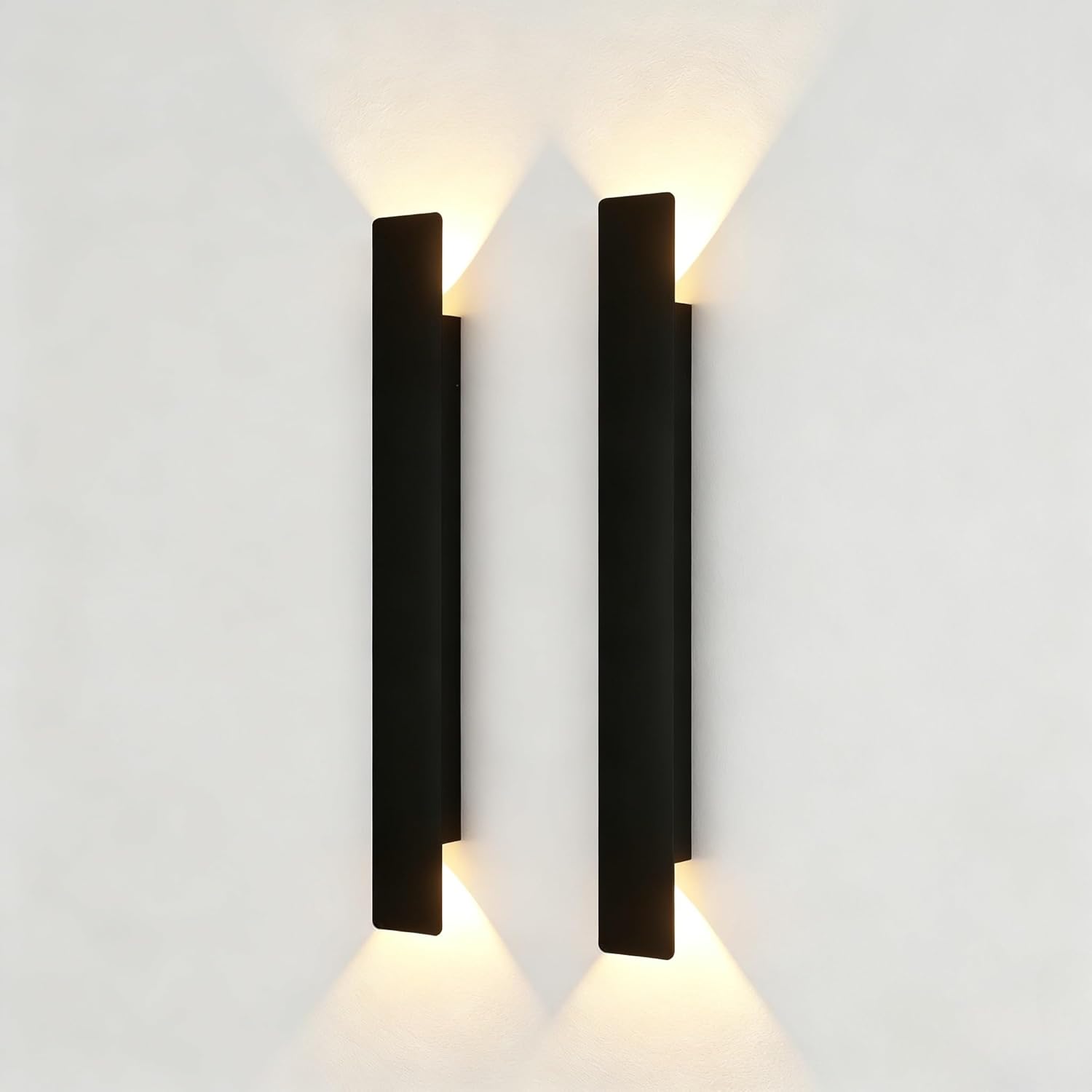 2 Pack Outdoor Wall Sconce 23.6 Inch, 24W LED Exterior Light 3000K Warm White, Weatherproof Aluminum, 110V-240V, Vertical & Horizontal Mount for Porch Patio Entryway