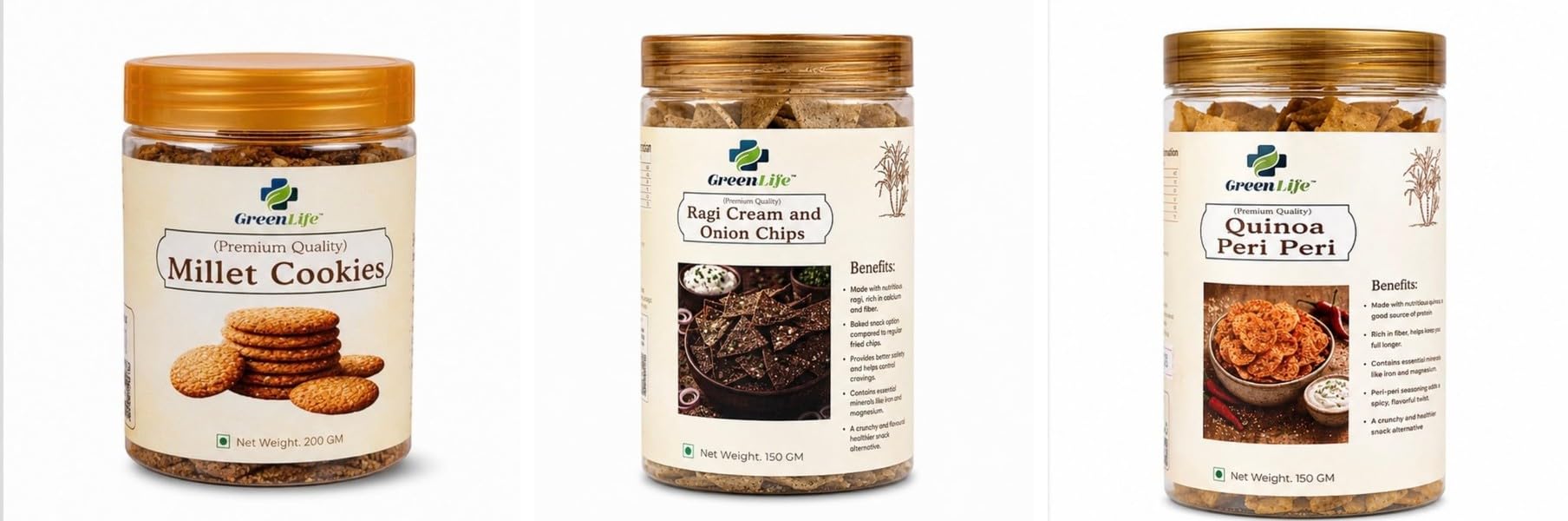 Millet Cookies | Baked Cookies | Tea Time | 200gBlack Pepper Makhana | Roasted Fox Nuts | Makhana | 100gOrganic Jaggery Candy with Saunf & Elaichi 250g | Organic Jaggery Candy | GreenLif-image-23