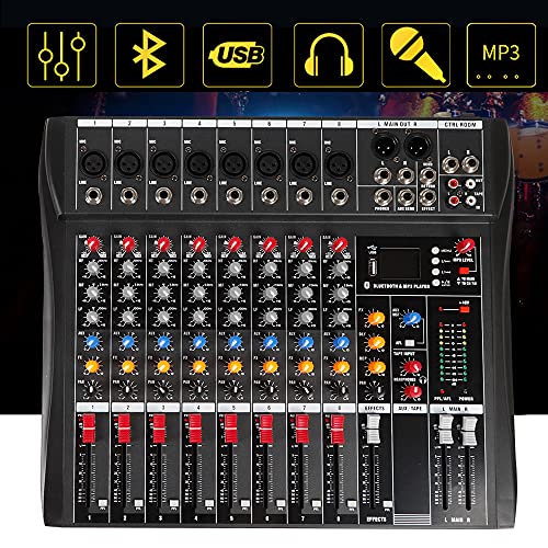 Professional Live Studio Mixer,8 Channels Bluetooth Live Studio Audio Mixer Mixing Console,Studio Audio Sound Mixer Console For Professional And Beginners Recording Function¡­ #TOP1